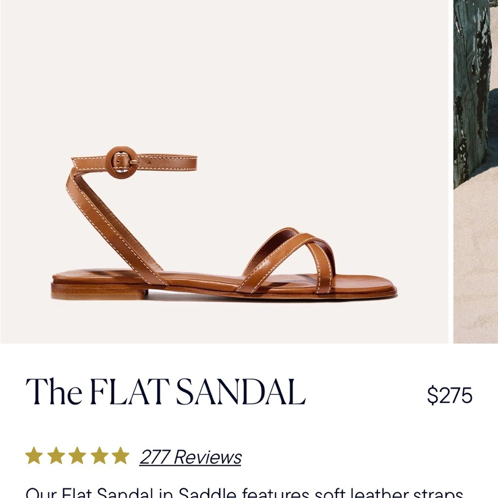 Margaux Tan Leather Flat Sandals